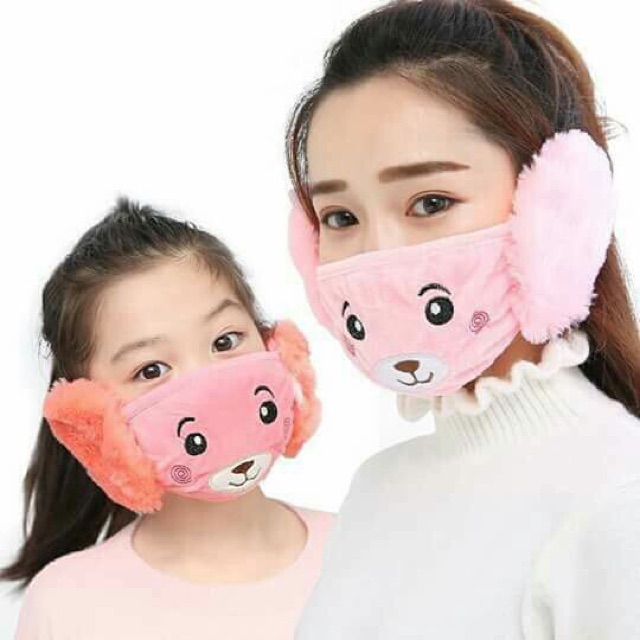 KHẨU TRANG CHO BÉ CÓ BỊT TAI HÌNH GẤU DỄ THƯƠNG | BigBuy360 - bigbuy360.vn