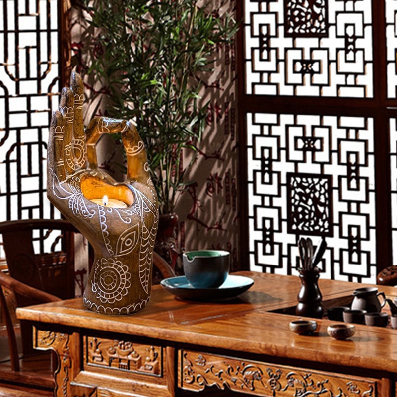 Giá Đỡ Nến Hình Tượng Người Tập Yoga Bằng Resin Để Bàn Trang Trí