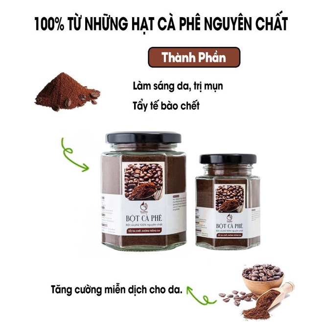 Hũ bột Cà phê SUZIKO đắp mặt nạ nguyên chất giúp tẩy tế bào chết dưỡng da trắng sáng 140G