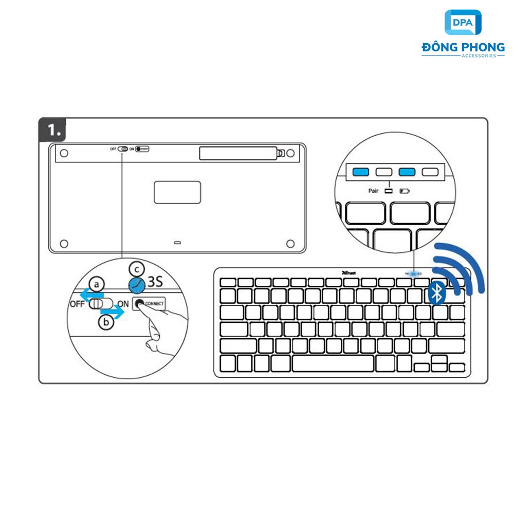 Bàn Phím Bluetooth Mini Cho iPad, Smartphone, Máy Tính Cao Cấp