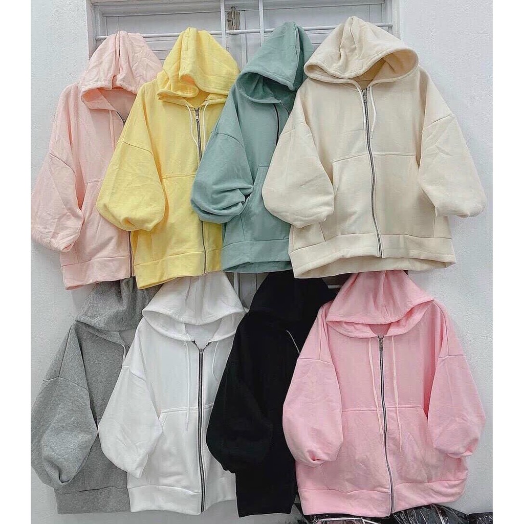 Áo khoác nam nữ nỉ ngoại dây kéo tay phồng cánh dơi