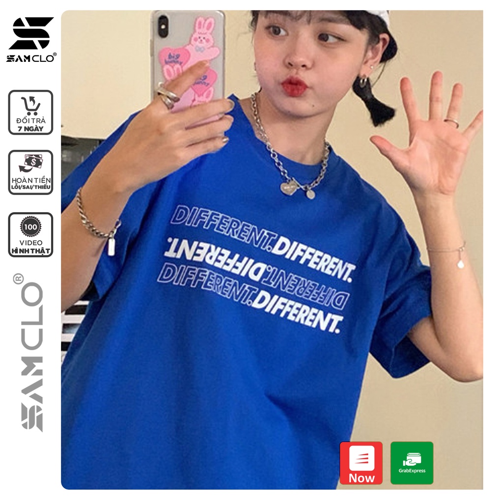 Áo thun tay lỡ nữ SAM CLO freesize phông form rộng dáng Unisex - Ulzzang mặc cặp, nhóm, lớp in chữ DIFFERENT