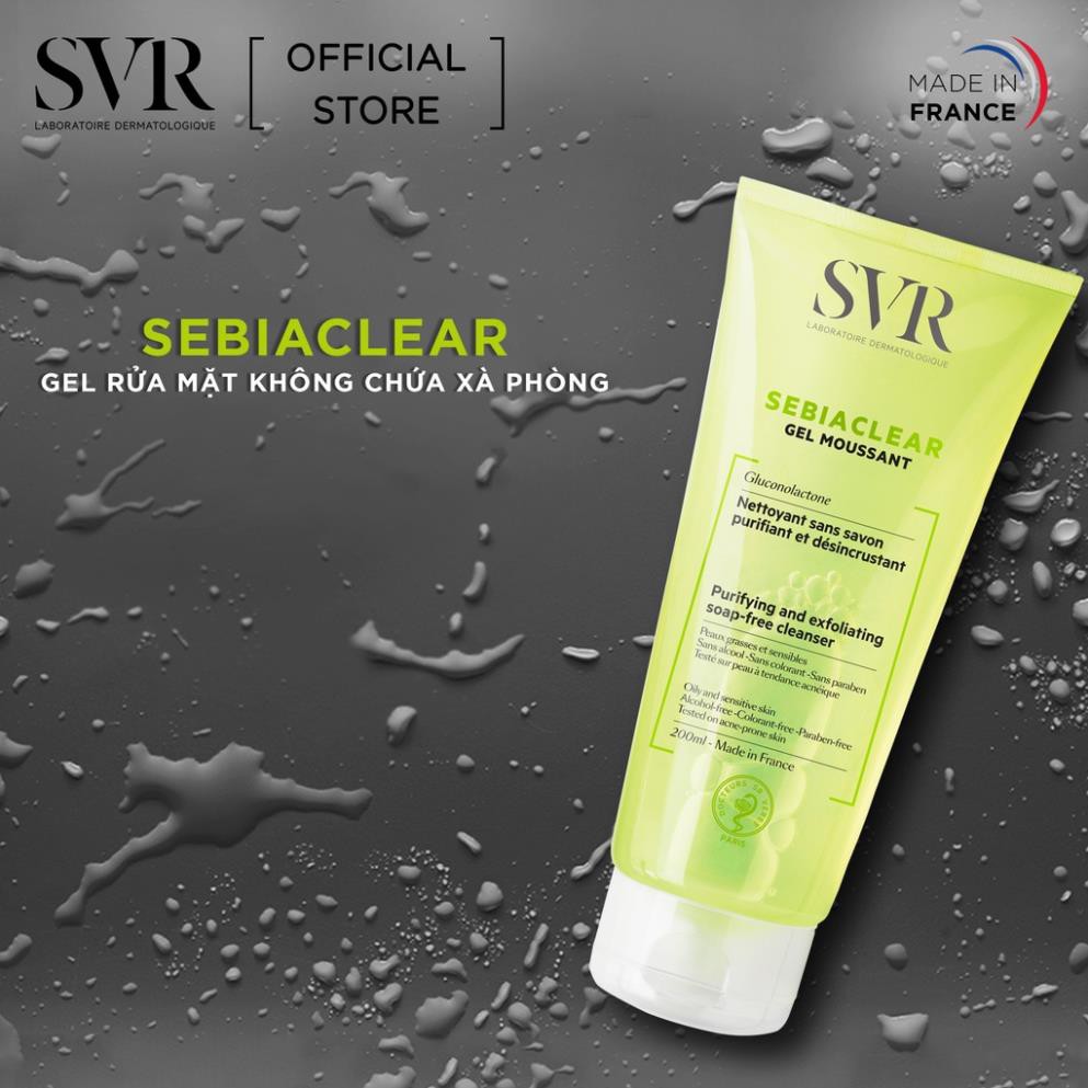 Sữa rửa mặt dạng gel cho da dầu mụn SVR Sebiaclear Gel Moussant 55ml/ 200ml/ 400ml