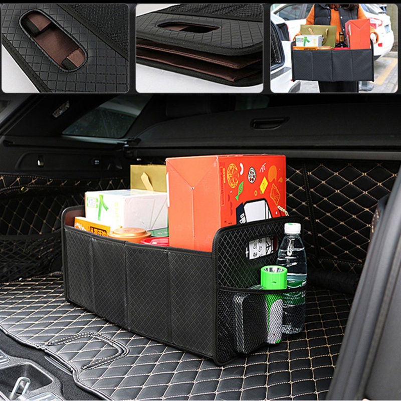 Hộp Đựng Đồ Bằng Da Màu Đen Gấp Lại Được Tiện Lợi Dành Cho Gara Xe Hơi