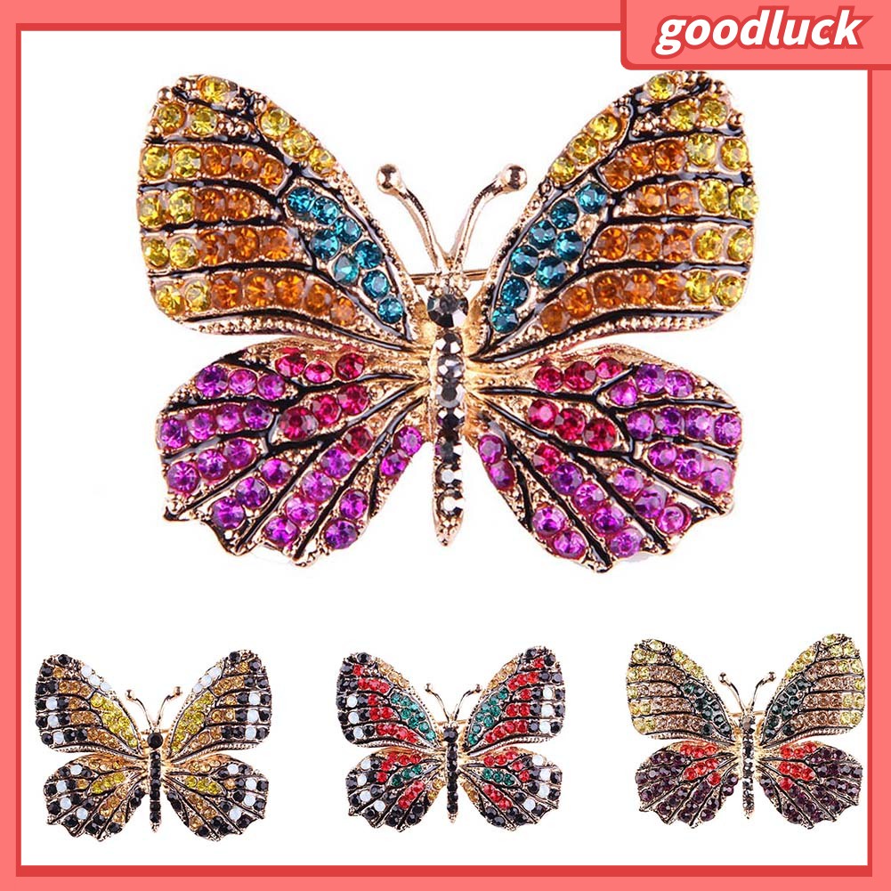 Trâm Cài Áo Hình Bướm Có Đính Đá Nhiều Màu Cho Nữ