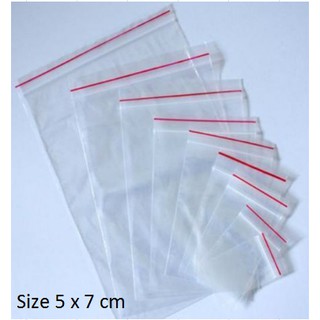 [1kg] Túi Zip trắng trong viền đỏ size nhỏ 5 x 7 cm ( Zipper )