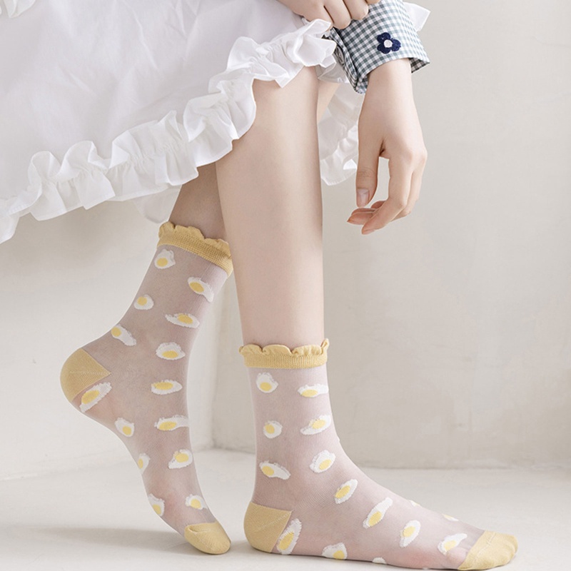 Xiangbao Vớ Lưới Lụa Mỏng Xù In Họa Tiết Gấu Hoạt Hình Cầu Vồng Phong Cách Lolita Cho Nữ