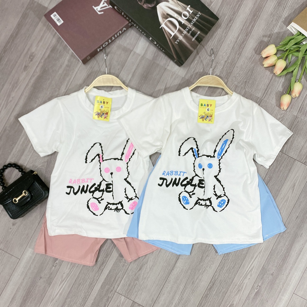 Set bộ quần áo trẻ em mẫu Thỏ cho bé gái 18-45kg. MA07.
