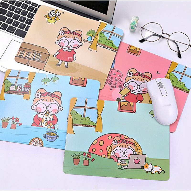 Miếng lót chuột hình cô bé chibi siêu đáng yêu - Bàn di chuột máy tính xinh giá rẻ