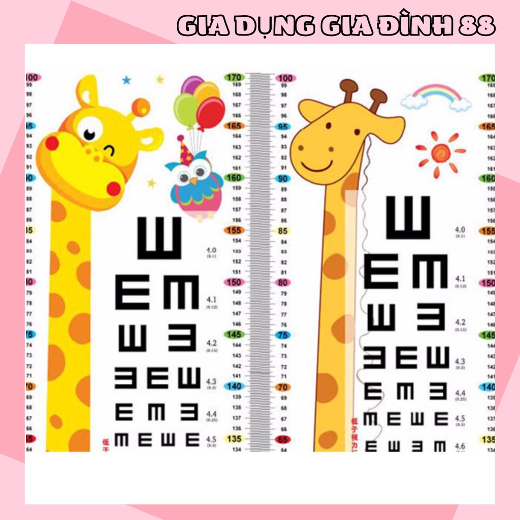 DECAL DÁN TƯỜNG THƯỚC ĐO CHIỀU CAO VÀ KIỂM TRA THỊ LỰC CHO BÉ 1183 GIA DỤNG GIA ĐÌNH