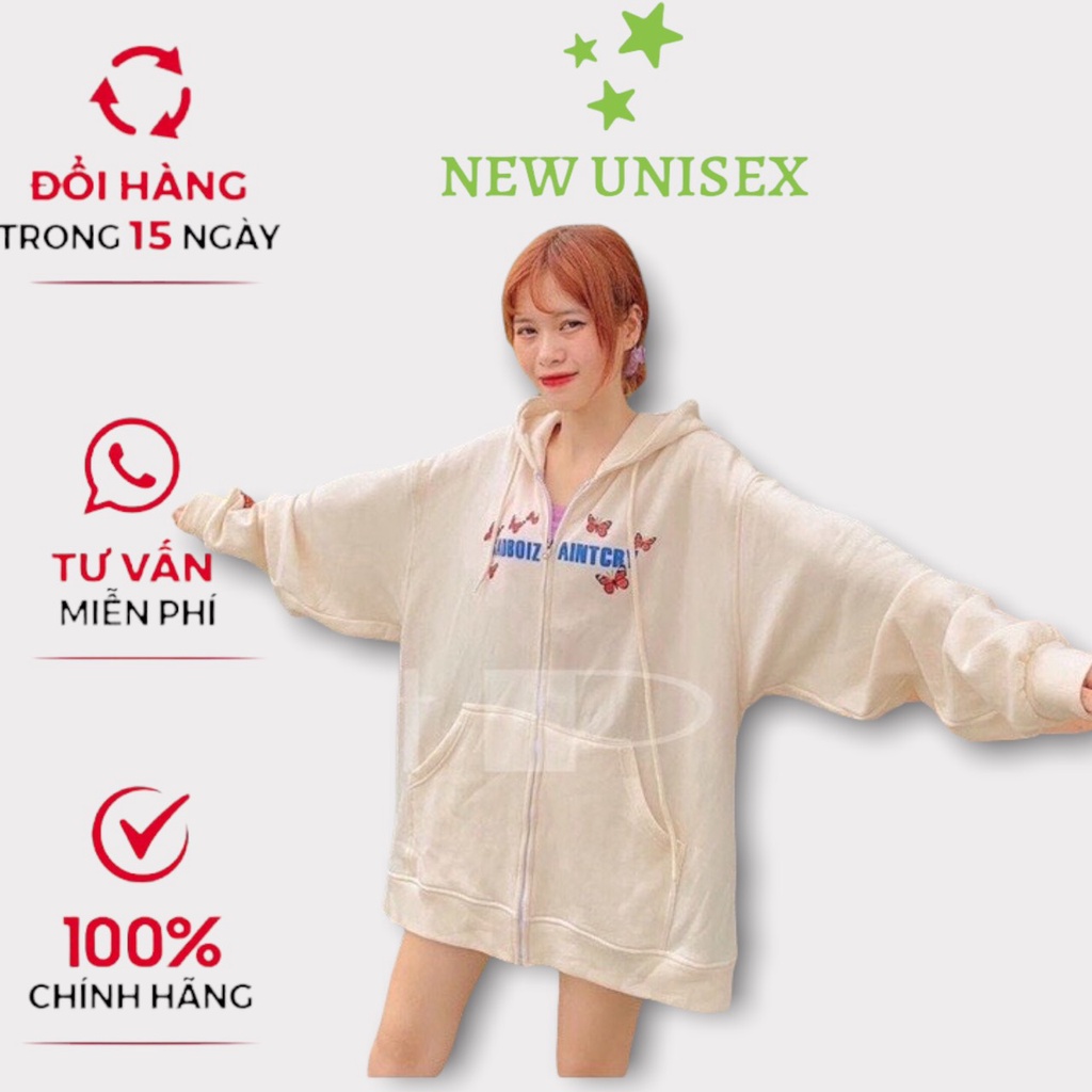 Áo hoodie, áo khoác thun nỉ nữ cực đẹp BƯỚM from rộng dài mềm mịn thoáng mát TP [NewUnisex]