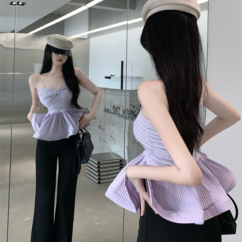 Áo Hai Dây Phối Bèo Quyến Rũ Thời Trang Cho Nữ