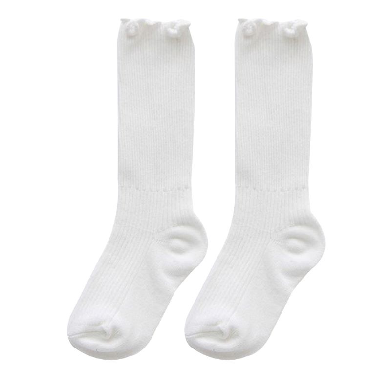 Vớ Cotton Pha Trộn Dài Ngang Bắp Chân Màu Trơn Dễ Thương Unisex