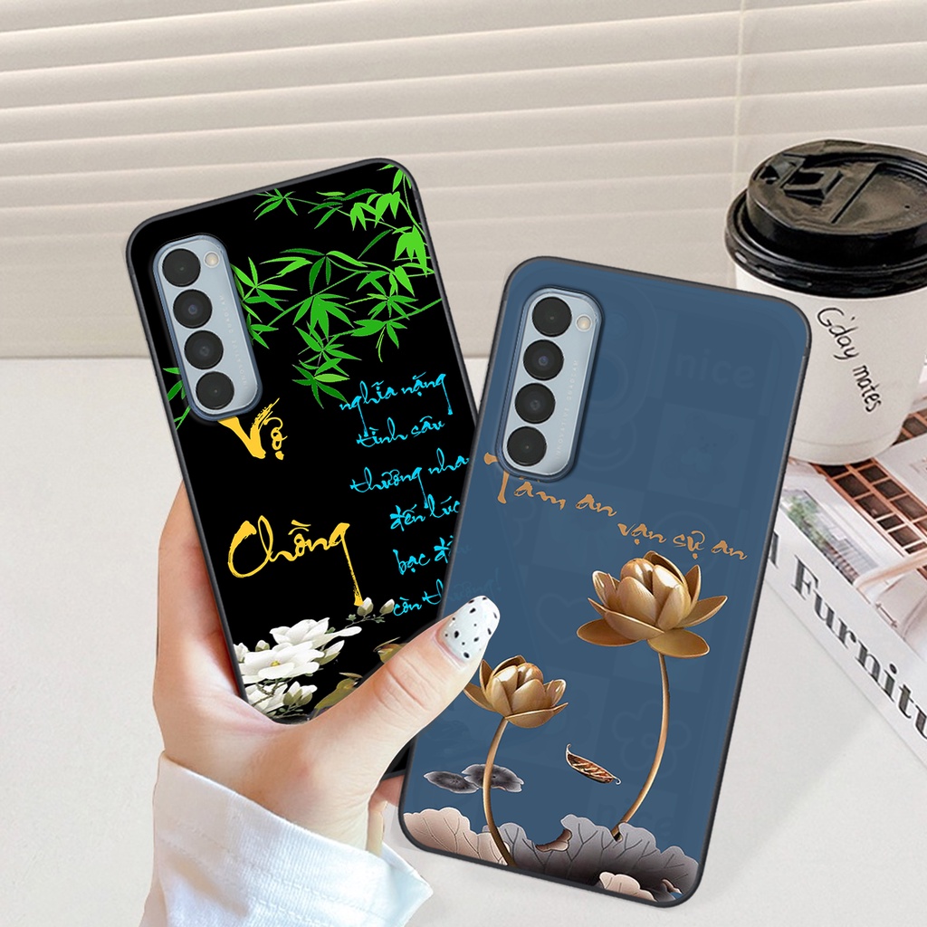 Ốp lưng Oppo Reno 4 / Reno 4 Pro in hình cha mẹ - vợ chồng- chữ thư pháp Tâm, nhẫn, phúc lộc thọ cực đẹp và ý nghĩa
