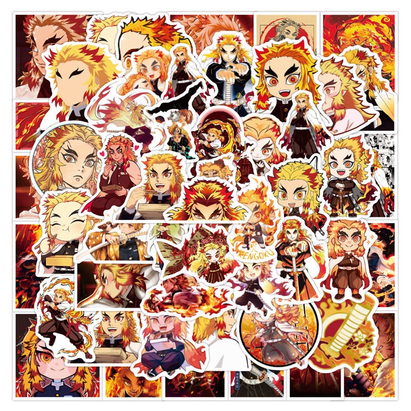 50 Cái Thanh Gươm Diệt Quỷ Kimetsu no Yaiba DEMON SLAYER Rengoku Kyoujurou | Anime Sticker laptop trang trí trên tường