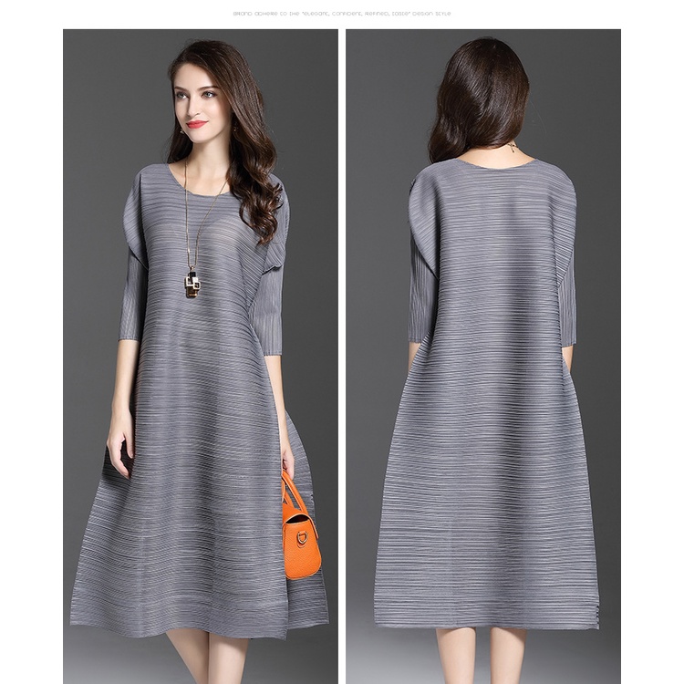 Đầm Dài Tay Xếp Ly Plus Size Phong Cách Pháp 4Xl 80KG