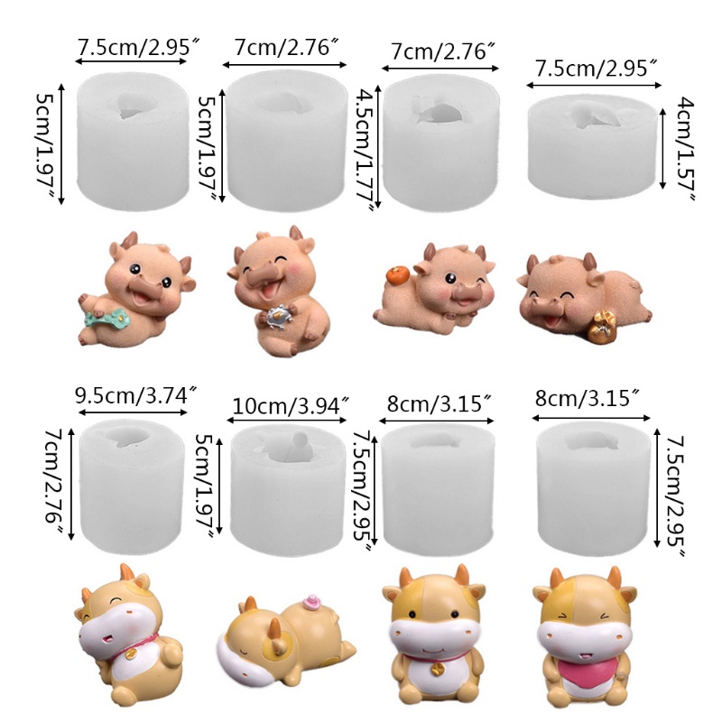 Khuôn Silicone Tạo Hình Làm Bánh Kẹo Hình Bò Sáp 3D