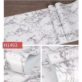 Decal 5m giấy dán tường có sẵn keo dán - đá hoa cương trắng vân xám (HOT)