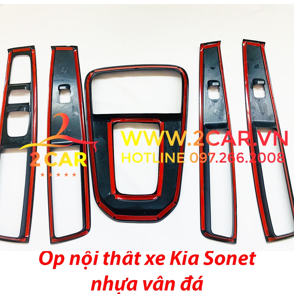 Ốp trang trí nội thất xe Kia SONET 2022 2023 Hàng nhựa ABS vân Đá cao cấp