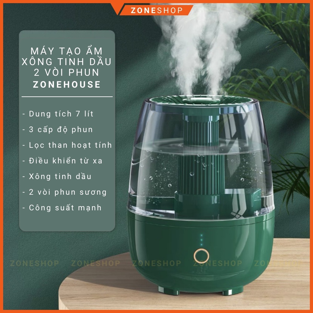 Máy xông tinh dầu tạo ẩm hoa quả ZONEHOUSE vòi phun kép mạnh mẽ, xông xả chanh, trái cây, tạo ion thơm phòng [ZONESHOP]