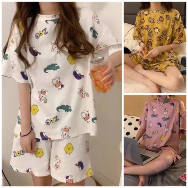 [Mã WAMT1005 giảm 10k đơn 0k] Bộ ngủ hoạt hình siêu Cute 💖 Set đồ ngủ thun cotton form rộng loại đẹp  ྇