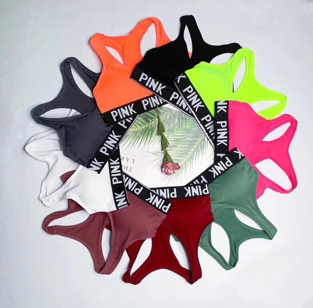 Áo bra pink bo chữ - 9 màu