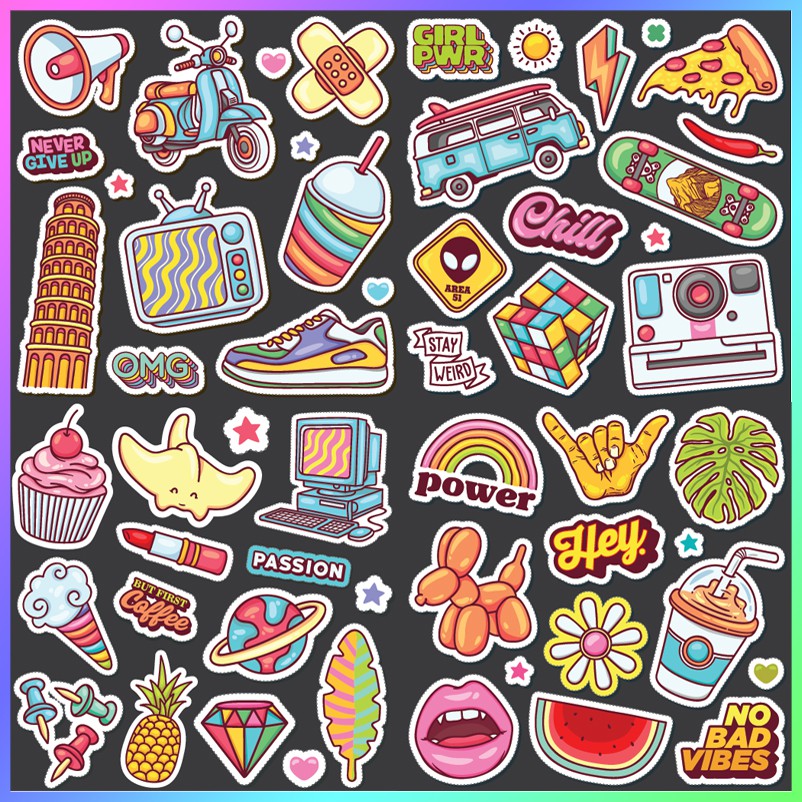 100 Sticker dán Đường Phố cool - sticker cao cấp dán vali, dán nón bảo hiểm, dán laptop, dán điện thoại