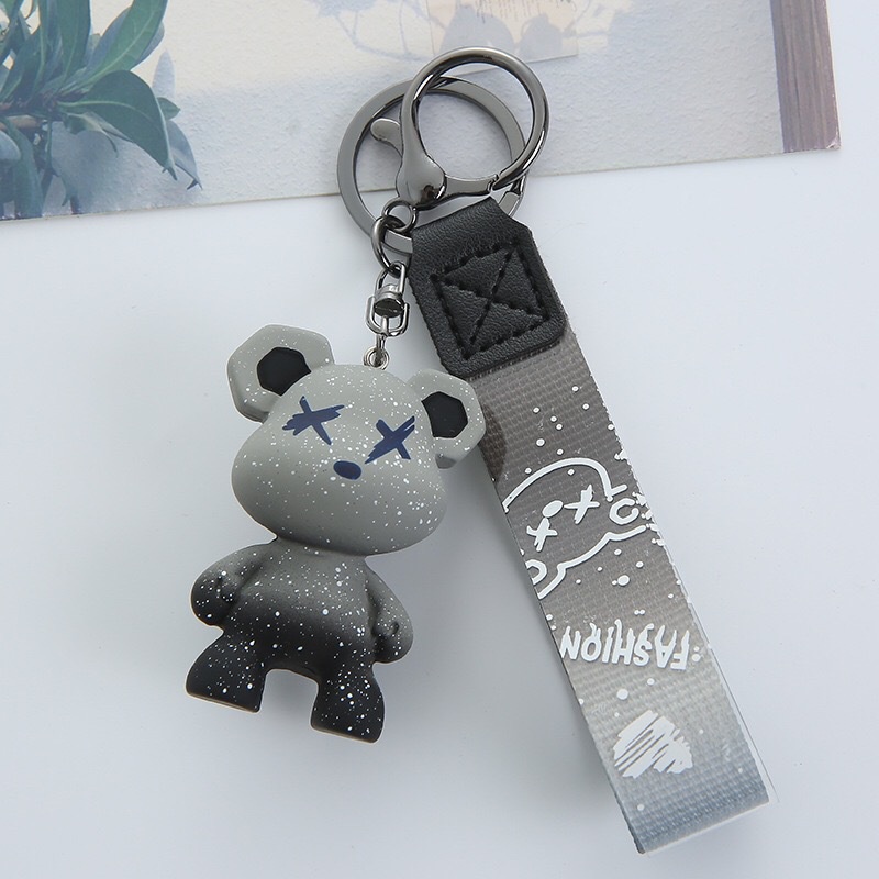 Móc khóa da Asta Accesories màu bạc xanh cao cấp chết liệu Titan chống gỉ - Móc Khóa BearX