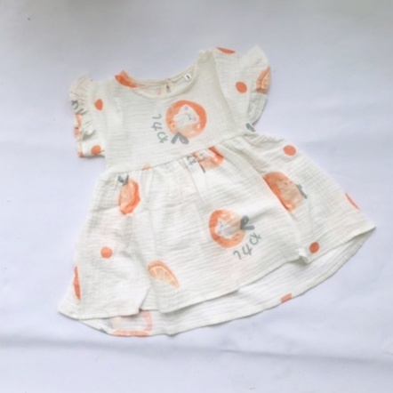 Áo váy đầm babydoll vải xô muslin họa tiết dễ thương cho bé gái từ 5kg đến 16kg