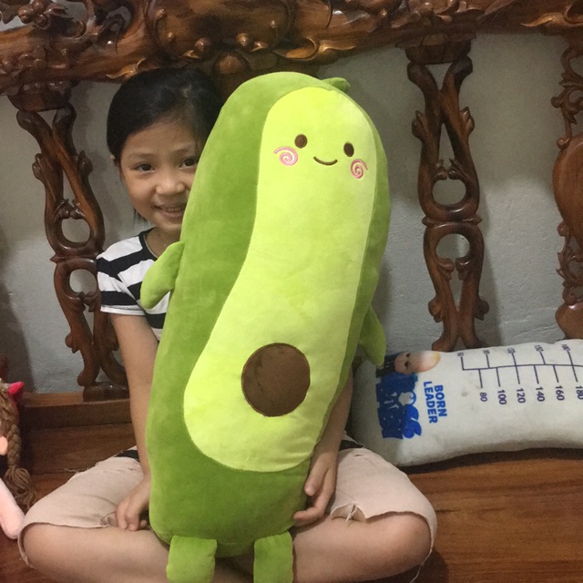 Gấu Bông Trái Cây Gối Ôm Hình Trái Bơ Dài Siêu Mịn Tiện Lợi 70cm