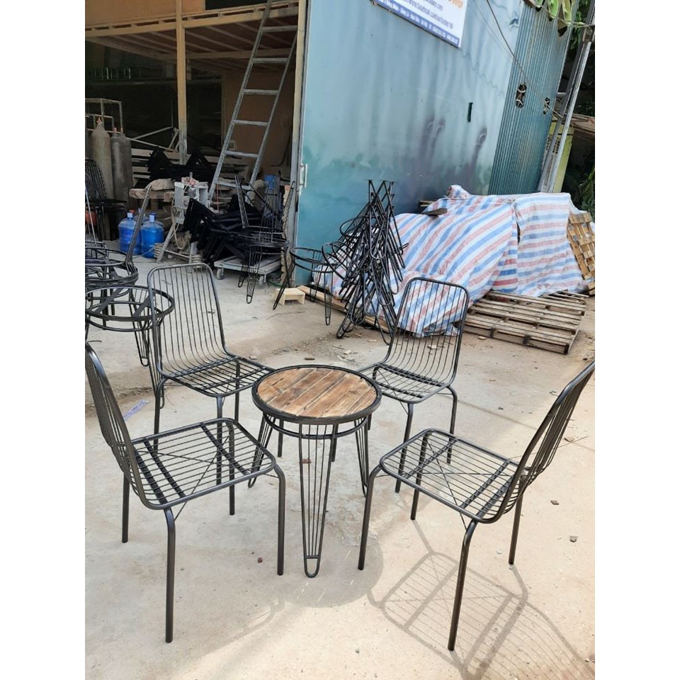 ghế Nan Sắt LƯNG TỰA - Ghế ban công sân vườn - HPGSCF 03| ghế sắt cafe ngoài trời