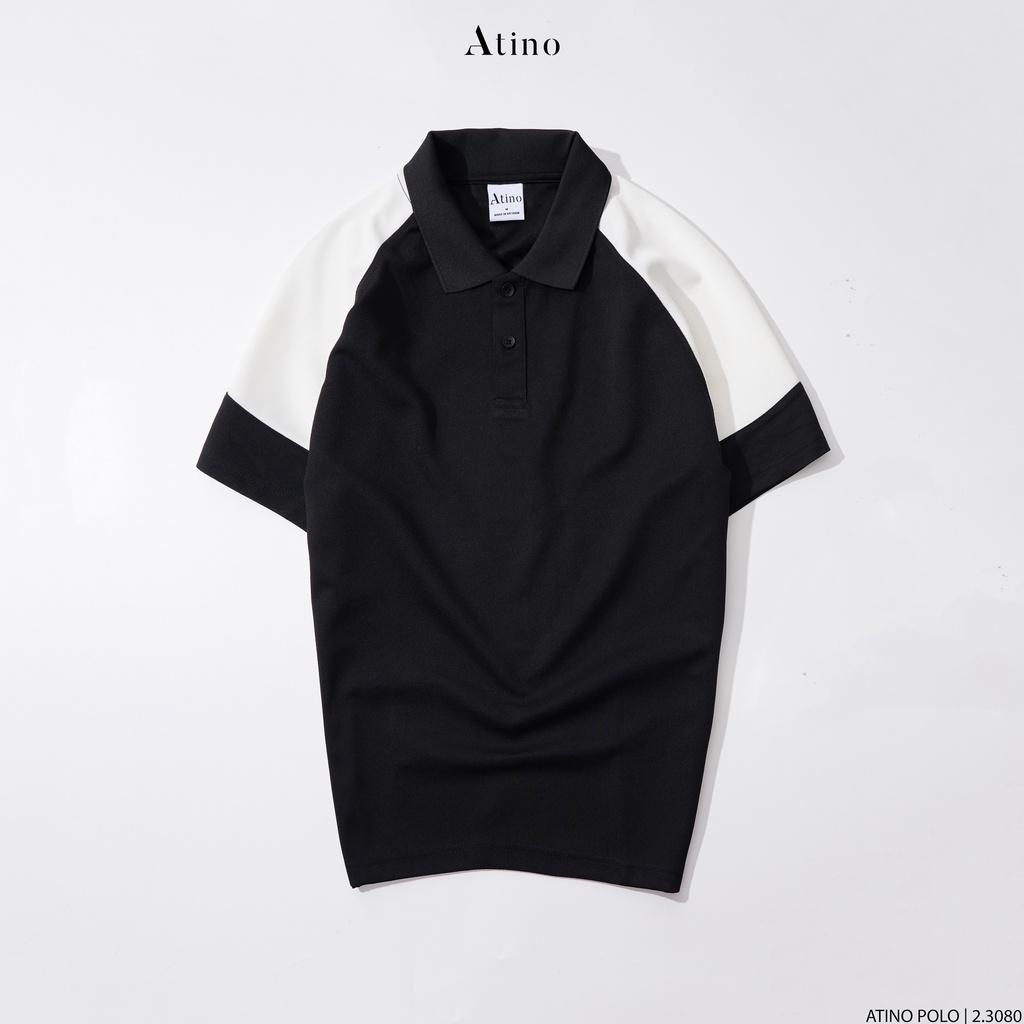 Áo Polo Nam Phối Tay Áo ATINO Chất Liệu Cotton Cá Sấu Thoáng Mát Form Regular PL2.3080