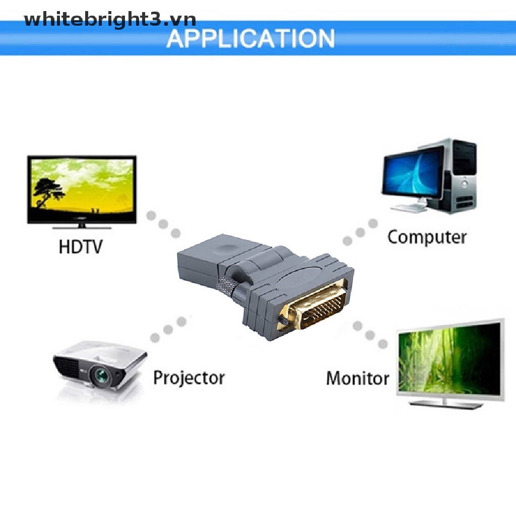 Đầu Chuyển Đổi Từ DVI Sang HDMI DVI 24 + 1 Xoay 360 Độ