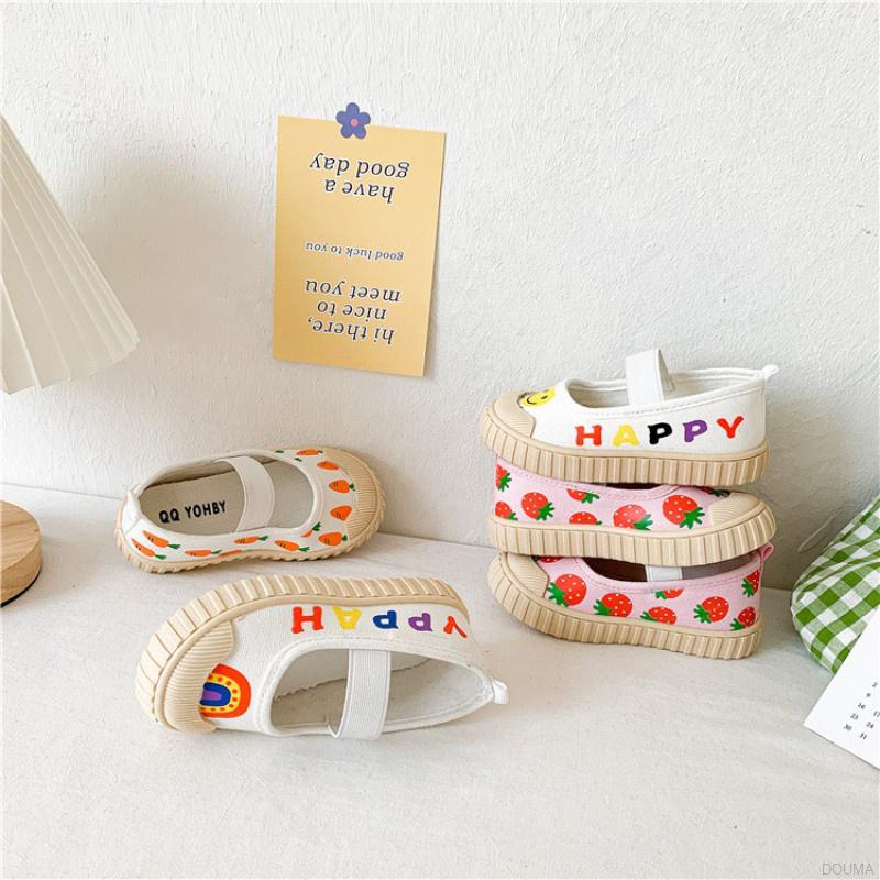 Giày vải canvas in hoạt hình kiểu Hàn Quốc dễ thương cho bé gái