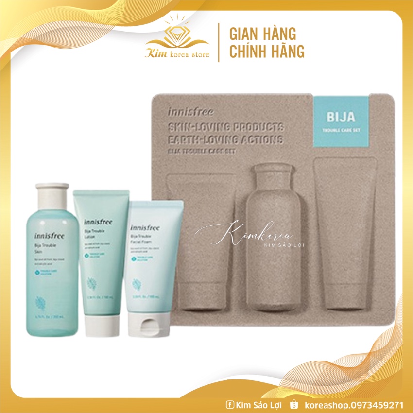 Bộ sản phẩm chăm sóc chuyên sâu giảm mụn, làm dịu da, hạn chế bã nhờn Innisfree bija set