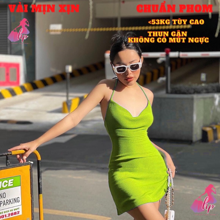 Váy đầm yếm cột nơ dây nữ hở lưng ôm body thun gân mầu đen kiểu hàn quốc thời trang sang chảnh sexy -VD196