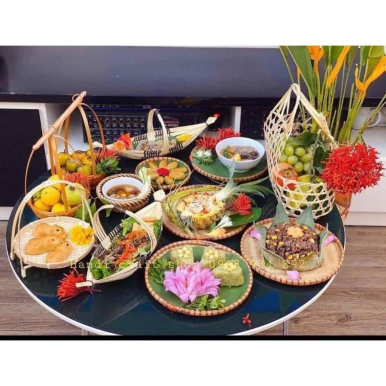 Mẹt Tre dạng thuyền trang trí mâm cỗ trường mầm non giá rẻ
