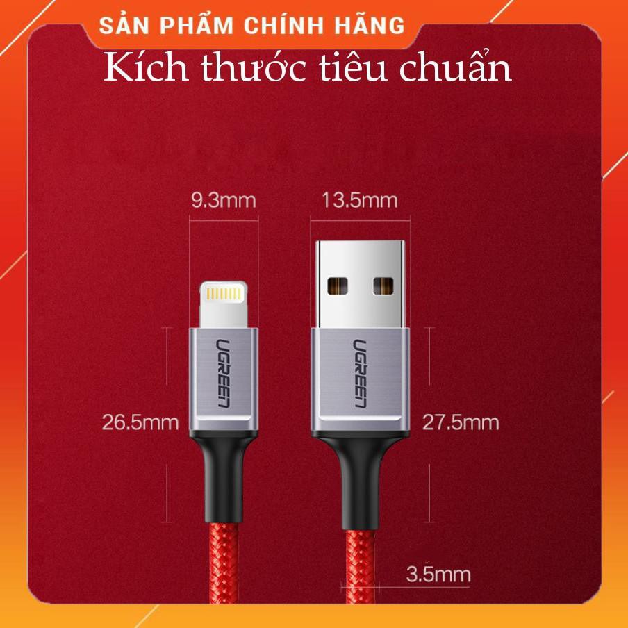 Dây sạc và truyền dữ liệu đầu cắm Lightning, vỏ bện nylon, cho iPhone, iPad, iPod dài 1m UGREEN 60185 dailyphukien