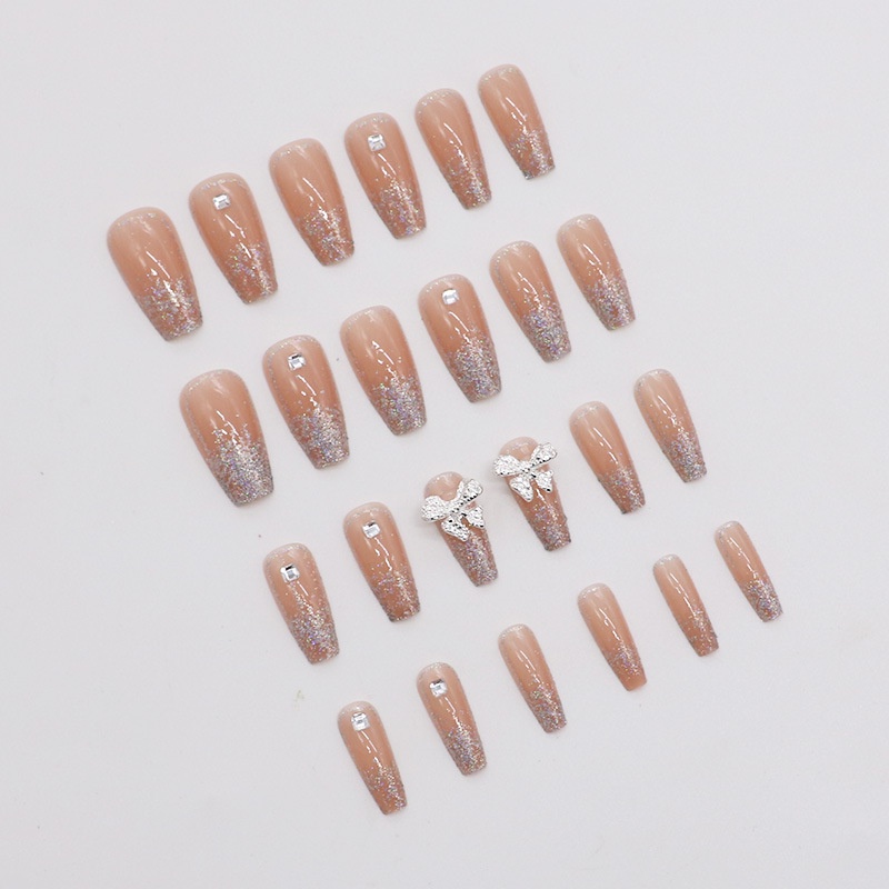 Móng Tay Giả Đính Nơ Hình Gấu Dễ Thương/Móng Tay Giả 3d / Móng Tay Giả Kèm Keo Móng Dài/ nơ kèm keo dán dễ thương xinh xắn