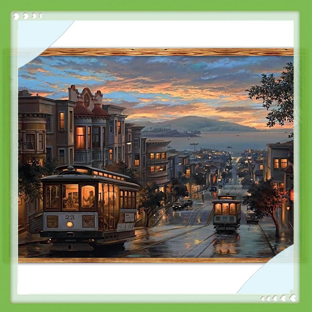Bộ tranh đính đá 5D DIY hình phong cảnh đường phố yên tĩnh | BigBuy360 - bigbuy360.vn