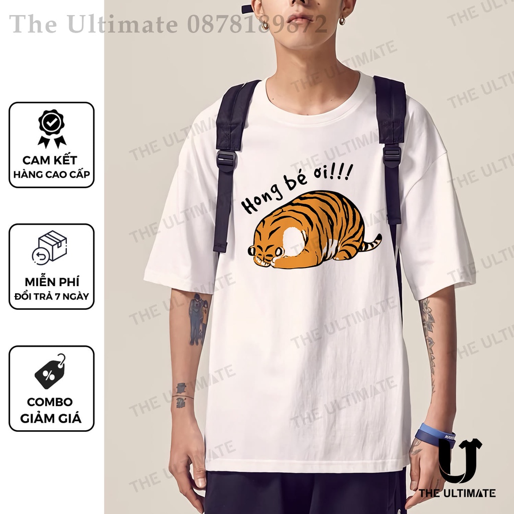 Áo phông form rộng Hông Bé Ơi nam nữ áo phông in hình tay lỡ cotton 100% The Ultimate