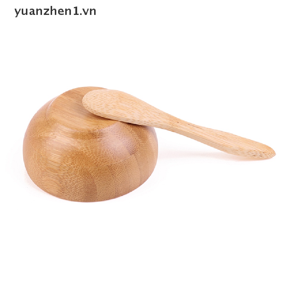 [Hàng mới về] Bộ bát trộn mặt nạ kèm muỗng nhỏ bằng tre thân thiện với môi trường chăm sóc da mặt