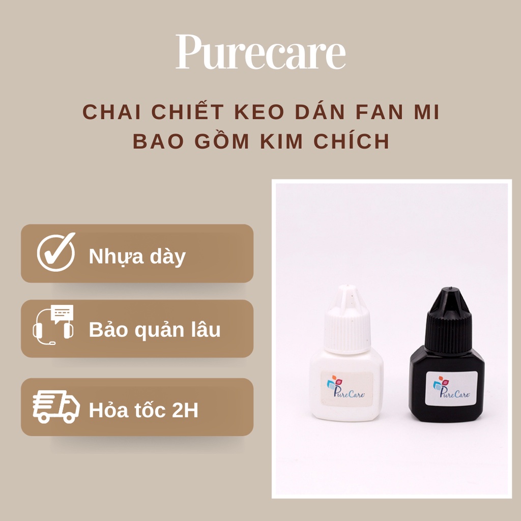 Chai nhựa 5ml chiết keo nối mi fan volume màu trắng/đen
