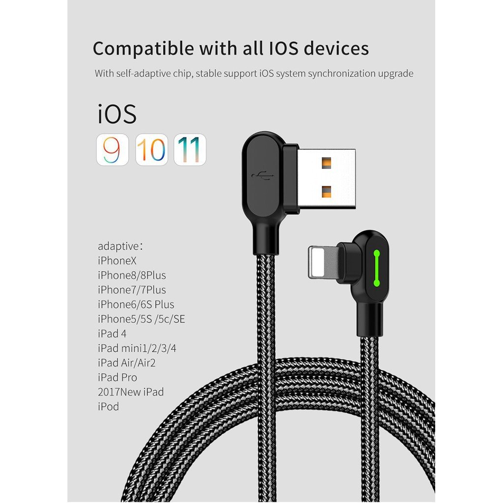 Cáp Sạc Nhanh Mcdodo Cho Điện Thoại iPhone Android Micro Usb / Type-C Bẻ Góc 90 Độ Dài 0.5m 1.2m 1.8m 3m