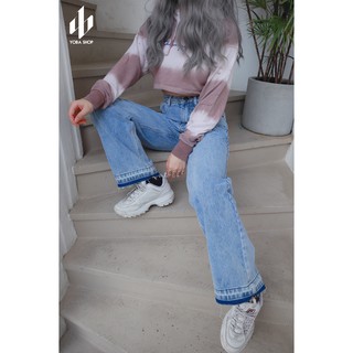 QUẦN JEANS SUÔNG CẮT LAI [ảnh thật 100%]