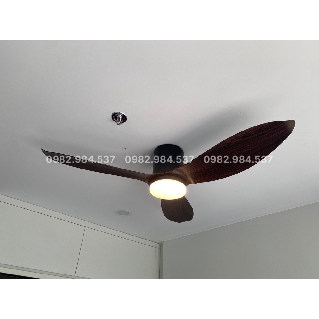 Quạt trần đèn cho chung cư trần thấp,quạt 3 cánh siêu mát,động cơ DC 6 tốc độ,có hẹn giờ,đảo chiều