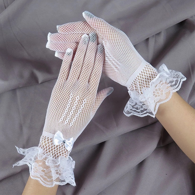 1 Đôi Găng Tay Vải Lưới Ren Mỏng Thời Trang Mùa Hè Dành Cho Cô Dâu Trong Tiệc Cưới