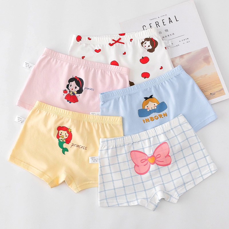 [THOMAS Kids] Quần Lót Boxer Cotton Thoáng Khí Thoải Mái Họa Tiết Nàng Tiên Cá Hoạt Hình Dành Cho Bé Gái 3-12 Tuổi Bán Sỉ