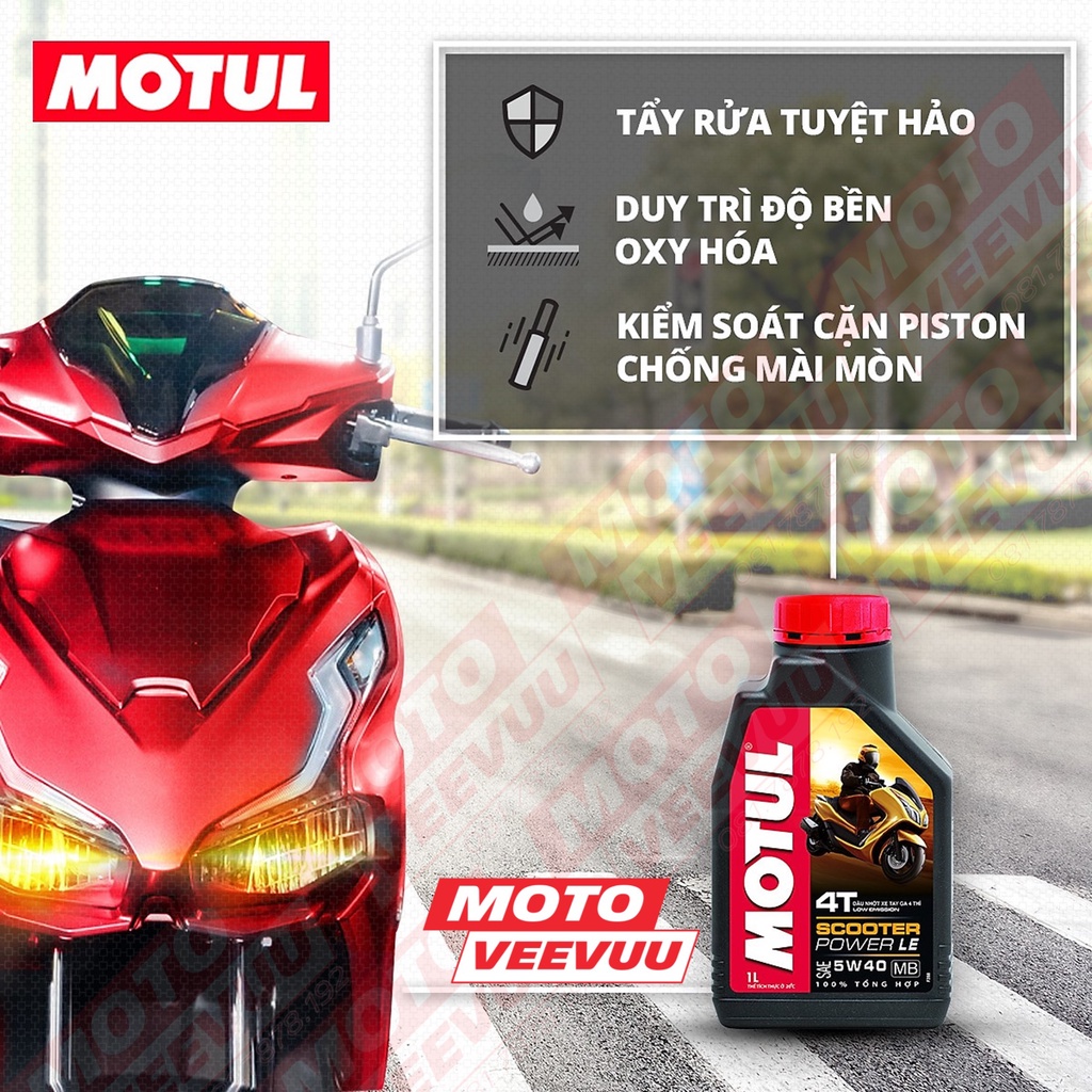 Dầu nhớt xe tay ga Motul Scooter Power LE 4T 5W40 SN MB 800ml Tổng hợp toàn phần