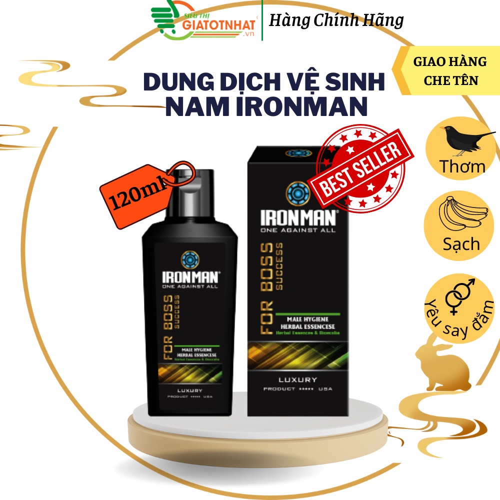 Dung dịch vệ sinh nam giới Ironman 120ml dạng gel thảo dược tạo bọt dịu nhẹ giúp làm sạch nấm ngứa khử mùi hôi hiệu quả